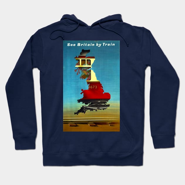 Vintage Travel Poster - See Britain by Rail Hoodie by Starbase79